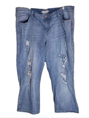 Torrid Denim Skinny Jeans Short Blue High Rise Distressed Torn Womens Size 22
